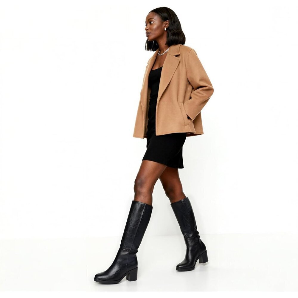 Women's Retro Black 2.56" Chunky Heel Round Toe Side Zipper Knee High Boots - Picture 7 of 7